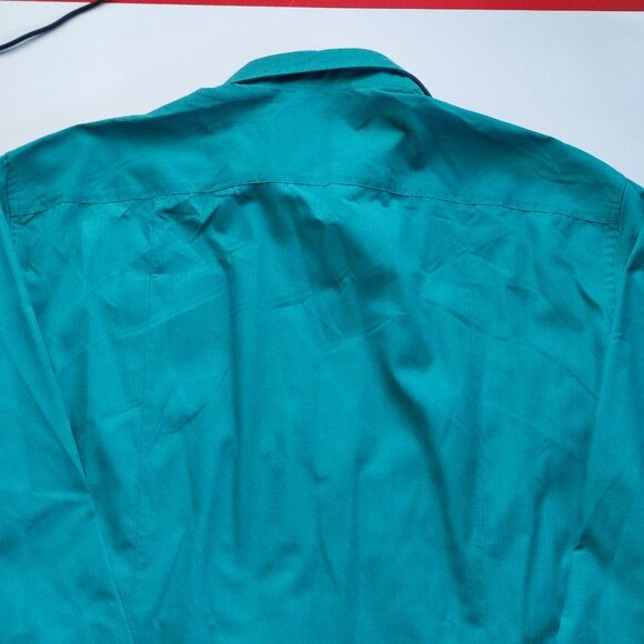 H&M slim fit dress shirt easy-iron teal men's size XL - Picture 4 of 6